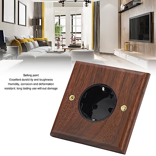 Walnut Electric Wall Power Light Switch Socket Board, 16A 250V, EU-standaard met messing paneel 5