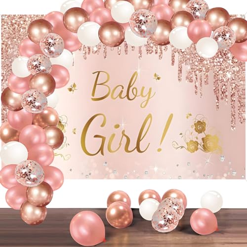 Baby Douche Achtergrond Roze Fotografie Achtergrond Bloem Meisje Partij Decoraties Banner Stoffen Tekenposter 4