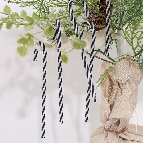32 stuks Kerstmis Candy Cane decoraties Plastic kerstboom hangende decoratie Candy Canes voor Kerstmis (zwart 15cm) 4