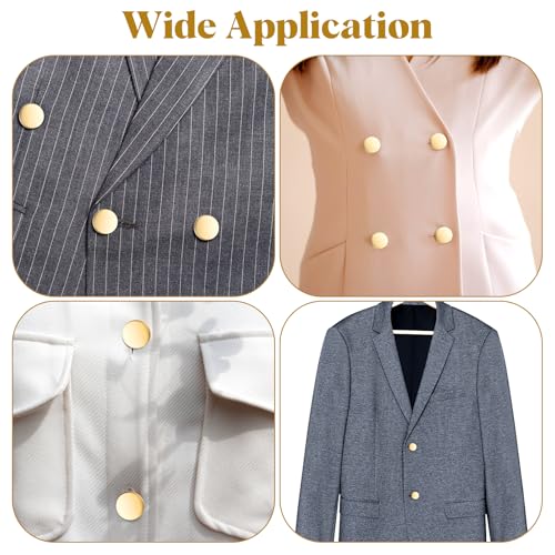 24 Stuks Metal Flat Gold Buttons - 10mm 15mm 20mm 25mm Jeans Buttons - Ronde Gevormde Knoppen voor Overhemd, Suit, Pants en Jassen 5