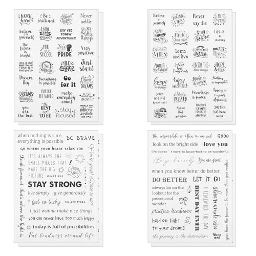 8 Sheets Zwarte Stickers Inspirerende citaten Motivationele esthetische woorden Mooie woorden Positieve bevestiging Stickers voor studenten Leraren Decor Laptop Scrapbook
