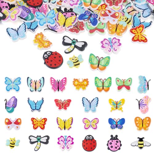 50Stuks Butterfly Cabochons Insect Bee Ladybug Cabochon Small Flying Animals Flatback Kralen voor haar accessoire Scrapbooking Embellishment Telefoon Case Craft Accessory