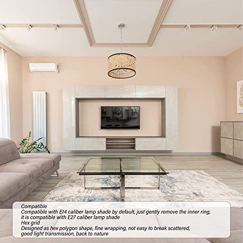 Gevlochten Rattan Lampshade, Hexagonale Polygonale Vorm, Delicate Verpakking, Gewichtloos, Uitstekende Licht Transmissie, Rattan Lampshade Voor Kroonluchters 3