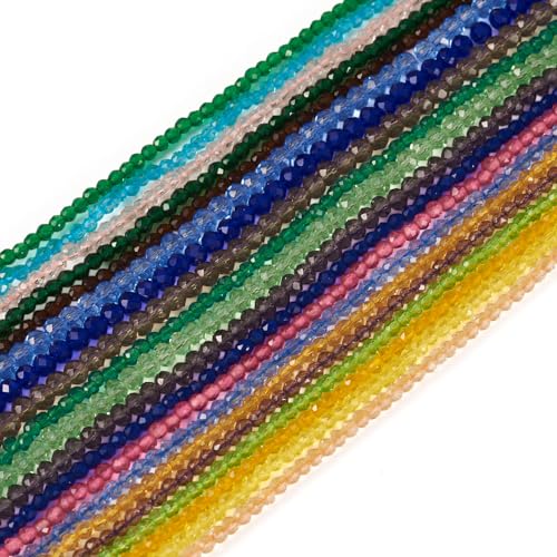 20 Strands glas gefacetteerde ronde kralen, 2mm kleine glazen zaad kralen, Transparant kristalglas, Losse kralen voor doe-het-zelf knutselen, armbanden en sieraden maken