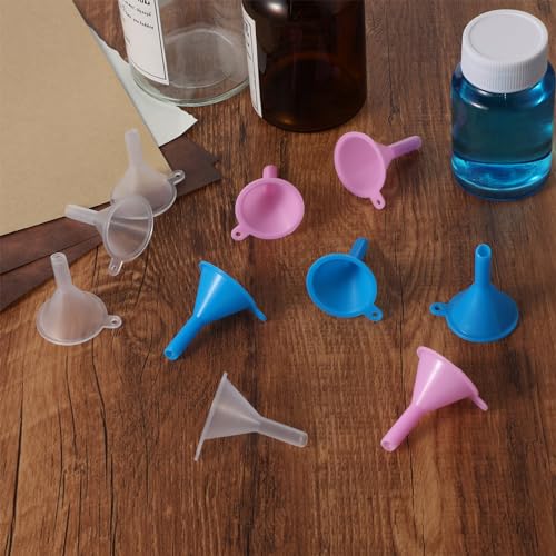 Kleine Plastic Funnel 10 stuks Mini Funnel Spout voor het vullen van flessen, glazen, parfums, poeder Funnels, essentiële oliën, Shampoo, Zand, Art Lab flessen 4