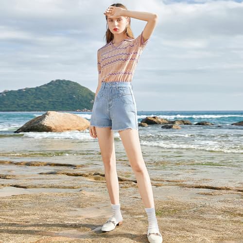 Pure Sokken, 4 paar ademende dunne sokken met gestreepte punten Ruffle Sokken Mesh Summer Enkelsokken voor vrouwen -zwart, wit, wit, zwart, 37-40 EU, wit, zwart 5