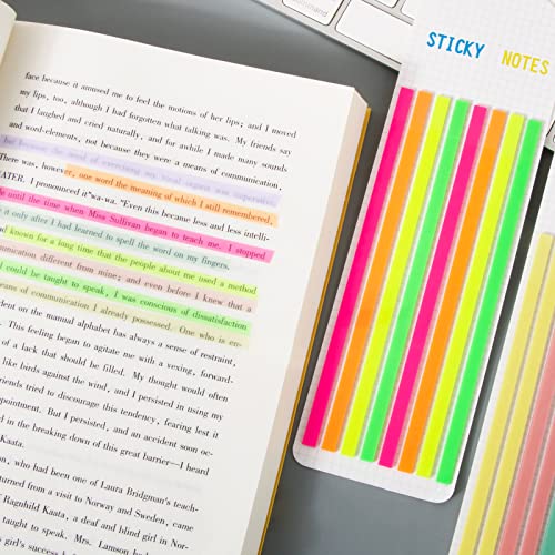 640 Stukken Lange Kleefstrookjes voor tekstmarkering 14 x 0,5 cm Kleurrijke Transparante Zelf-Adhesieve Pagina's Vlaggen voor Markering Markers, Strepen 4