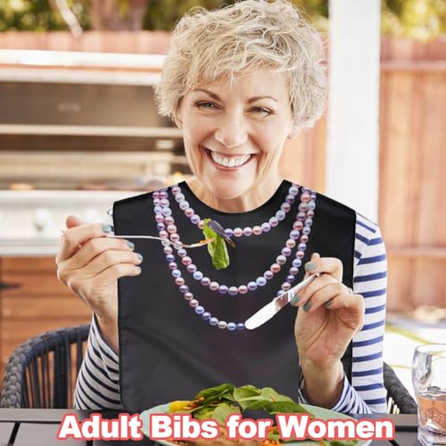 Adult Bibs voor Ouderen Wasbaar, 2 Pack Waterproof en Herbruikbare Adult Bibs voor het eten van Adult Bibs voor Vrouwen, Kerstdiner,, Black