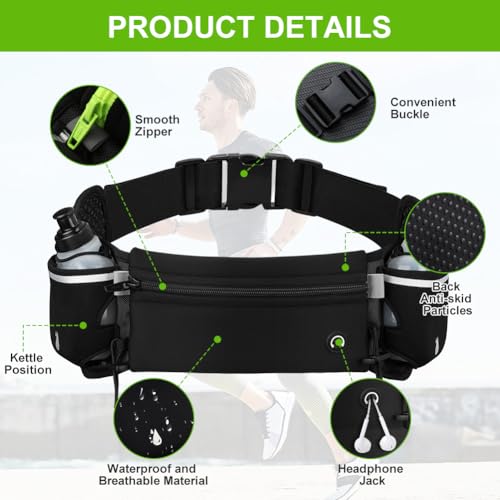 Bum Bag Sport Hip Bag met waterfles ademend met fleshouder voor hardlopen, kamperen, klimmen, fietsen, c, 1 4