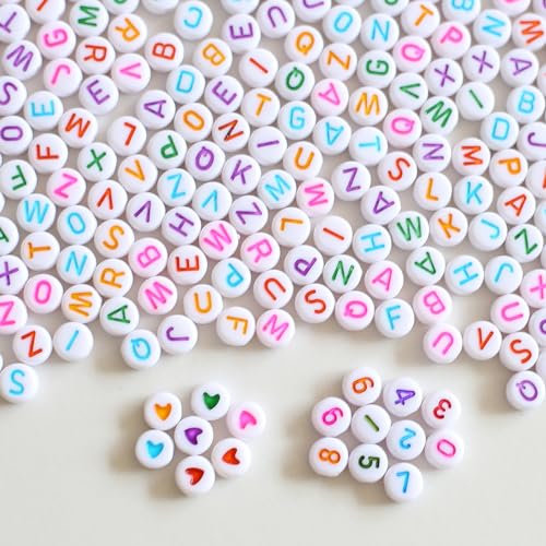 800st brief kralen voor armbanden doen het zelf kralen letter nummers kralen acryl ronde alfabet kralen voor armbanden en kleurrijke hart kralen voor sieraden DIY ambachten (cai) 3