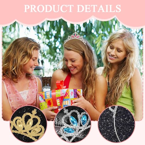 3 st Princess Crown Tiara Edelsteen Rhinestone Crown Elegant Rhinestone Crystal Tiara Sparkling haar accessoire voor meisjes voor verjaardag kerst carnaval bruiloft feest (3 kleuren) 4