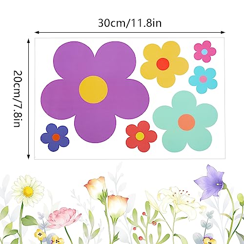63 Stuks Bloem Kleurrijke Wand Tattoo Bloemen Muur Stickers Kinderkamer Meisjes DIY DIY Boho Stickers Wall Foto voor Baby kamer Slaapkamer Decoratie