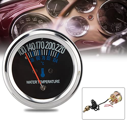 Metaalauto 52mm Mechanische watertemperatuur Temp Metermeter 38-104°C 12V Geel licht 283 Massey mechanisch Temp Gauge Marine mechanische temperatuursensor 12V 4