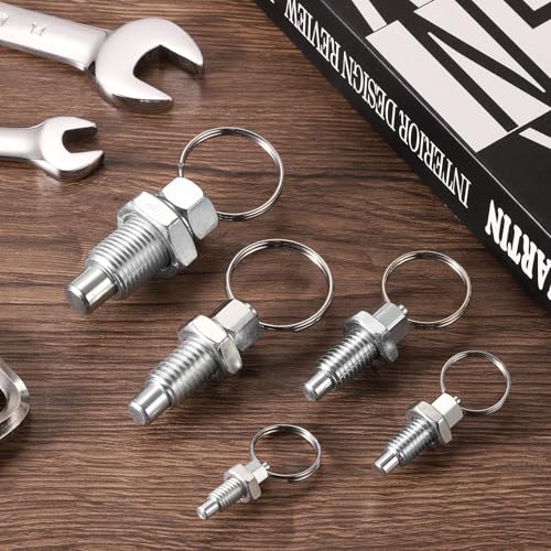 Veerploppers met trekring, M6 x 1 roestvrij staal, trekring, indexerende longer, intrekbare veerhandplunjer voor mallen, kast, industriële installaties, 2 stuks 5