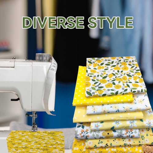 8st Patchwork Stof Bloempatroon 50x50cm Gedrukt Katoen Small Scrap Stof voor DIY Crafts Geel 4