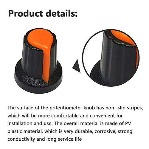 60 stuks potentiometerregelaar 6 mm kartelschachtgat potentiometer volume controle draaiknop 15 x 17 mm kleur wit, blauw, rood, geel, groen, oranje 5