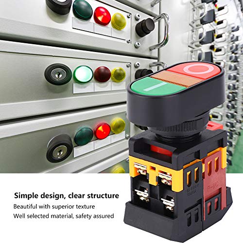 APBB-22 / 25N LED Light Dual Push Button Switch NO + NC Momentary Push Button Switch Red or Green Buttons 74 X 55 X 29MM / 2,91 X 2,17 X 1,14 Inch) (220V)