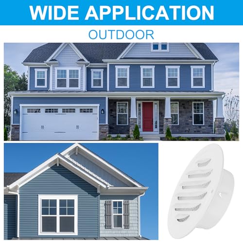 3 inch ronde ventilatierooster, roestvrijstalen inlegwand uitgang grill scherm mesh kanaal sofit ventilatie met schroeven voor ventilatie, wit 5