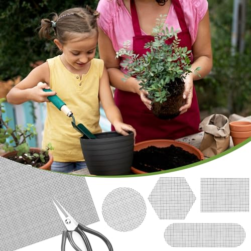 Verpakking van 15 Bloem Pot Hole Net Kussens 30 x 19,8 cm Grijze Bonsai Net Vierkante Bloem Pot Base Mesh Plant Sieve Net Mat voor Tuin Potten Planten Voorkomt Bodemlekkage
