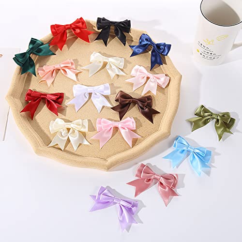 50 stuks 6 x 7 cm satijnen linten, dubbele decoratieve strikjes, kant-en-klare strikjes, cadeaubogen voor doe-het-zelvers, bruiloft, Kerstmis, Valentijnsdag, decoratie, kaarten maken 5