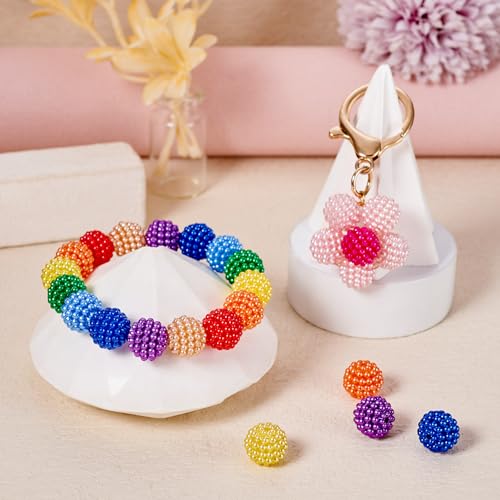 195Stuks Plastic Berry Kralen, 13 Kleuren, ABS Imitatie Bayberry Ronde Bubblegum Kralen, Kleurrijke Dikke Kralen voor DIY armband ketting sieraden maken, Gat: 1~1,8mm 4