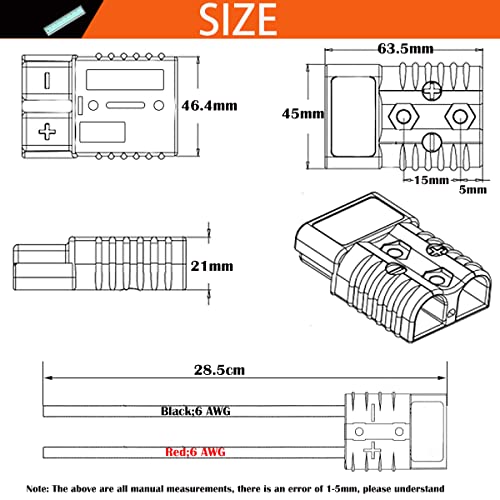 Batterijplug, 120 A 600 V-accuaansluitingsplug (2 sets), snelkoppelingsaccuaansluiting, met 25 cm 6 AWG-accukabel (grijs)