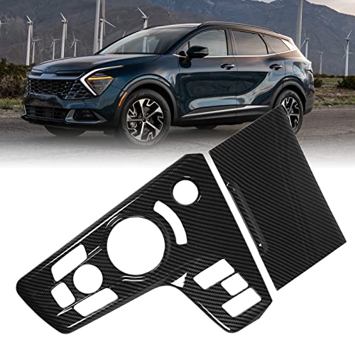 Carbon Fiber Center Console Gear Shift Panel Trim Cover, Cup houder Frame Shift Knob Cover Sticker Interieur decoratie Kit voor Sportage SUV 2022+ 3