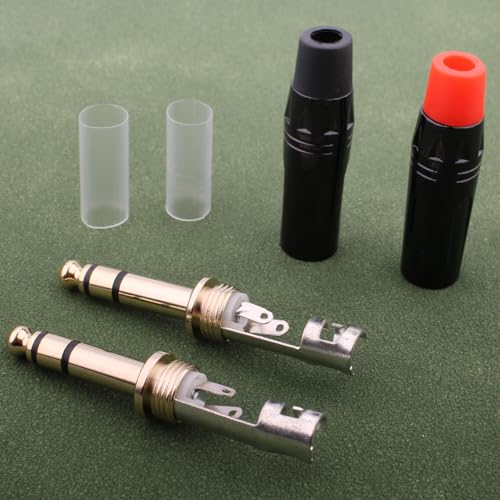 1/4" Audiopluggen 6.35mm Plug TRS Man 1/4" Solder Type Stereoplug voor DJ Mixer Speaker Kabels Gitaarkabel Phono Patch Kabelmicrofoonkabels (4 Pack) 4