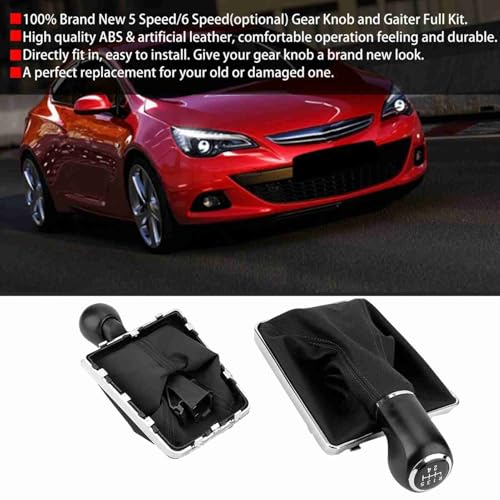 5 Speed ABS Gear Shift Knob lederen Gaater Boot Cover Black voor Astra GTC 05-10