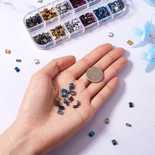 480Sc Rechthoekig 2 Holes Tila Kralen Zaad Kralen Synthetische Hematiet Carrier Kralen Flat Craft Kralen voor meerdere onderdelen armband ketting sieraden maken 5