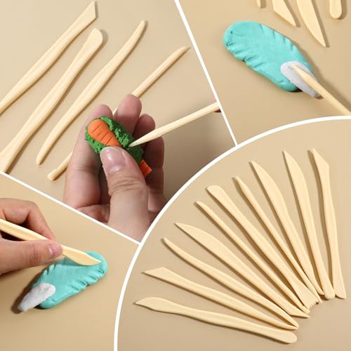 10Stuks Dubbelzijdige klei beeldhouwgereedschappen, Plastic Polymer klei Modelleergereedschap Keramische Pottery Carving Tools voor het snijden Embossing Smoothing Shaping Vormen 3