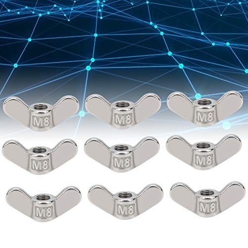 10 st M8 vleugelmoer, 304 roestvrij stalen vleugelmoer, 8mm/0,31 inch, vleugelmoer vlinder noten, bevestiging hardware