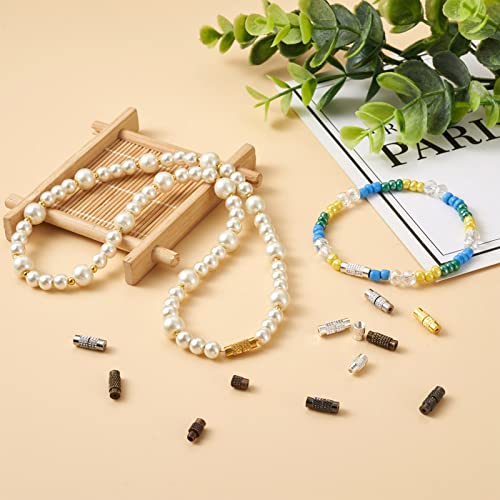 120 Sets messing kolom schroef kettingen 6 stijlen kolom barrel schroef sluiting End sluiting connectoren voor armband ketting sieraden maken DIY ambachten