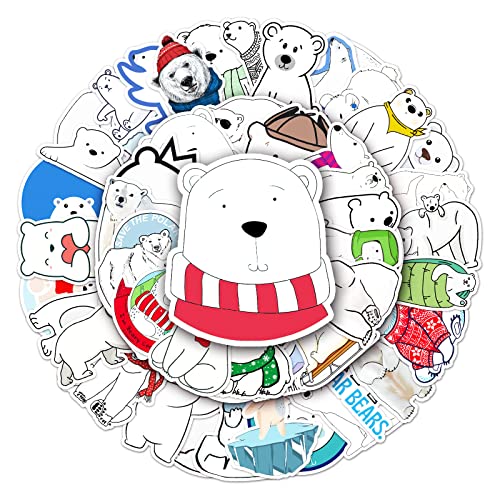 Polar Bear Sticker Set Stickers Kinderen Tieners 50 stuks Dieren Waterdicht Vinyl Decals Laptop Skateboard Kofferhelm Autofiets mobiele telefoon Motorrijwiel Bike Scrapbook Cadeau dagboek Cups