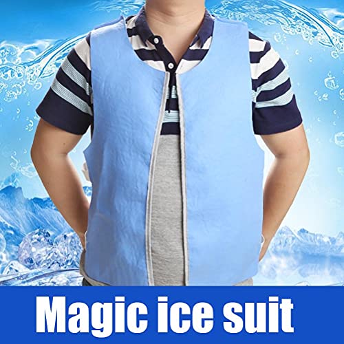 Koelvest, Unisex Zomer Koelvest, Ice Pack Vest Persoonlijke koeling Koud Vest Sport Vest Body Koeling voor Vissen Fietskok, Blauw, One Size 3