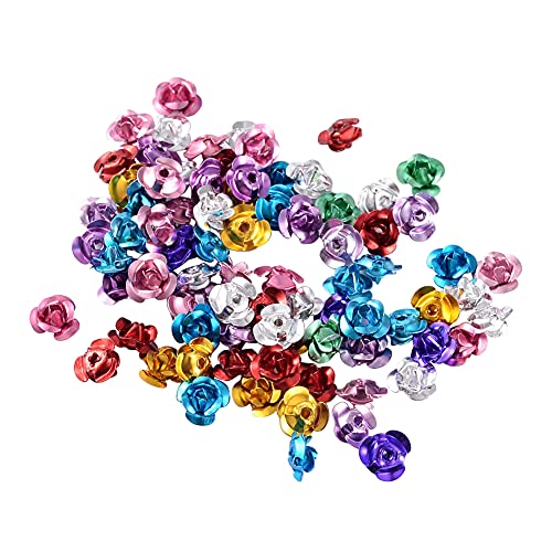920-950 st 12mm aluminium Rose Bloem kralen Tiny 3D metaal bloem Spacer kralen Donkerrood voor sieraden ketting armbanden oorbellen maken, Willekeurige kleur