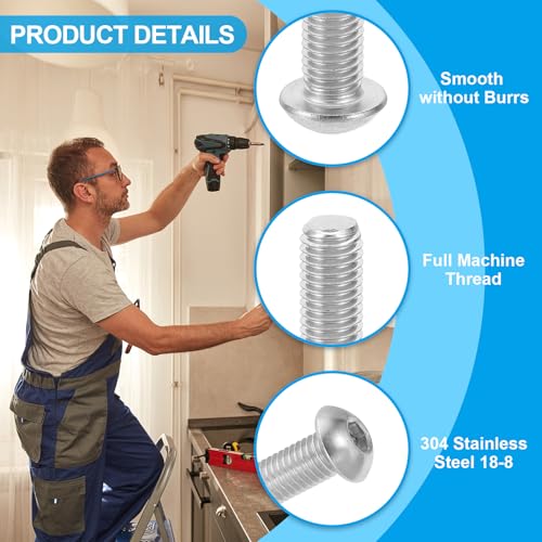 5/16-18x7/8" Hexagon Socket Head Schroeven, 10 st Roestvrij staal 304 18-8 Allen Hex Drive Volledige draad fijne draad unc 3