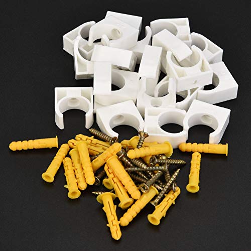 Plasric Tube Clamp, 20st 16/20/25/32mm PPR U Vorm buis bevestigingshouder met schroeven (16mm), buisklemmen (20mm+ schroef 20st)
