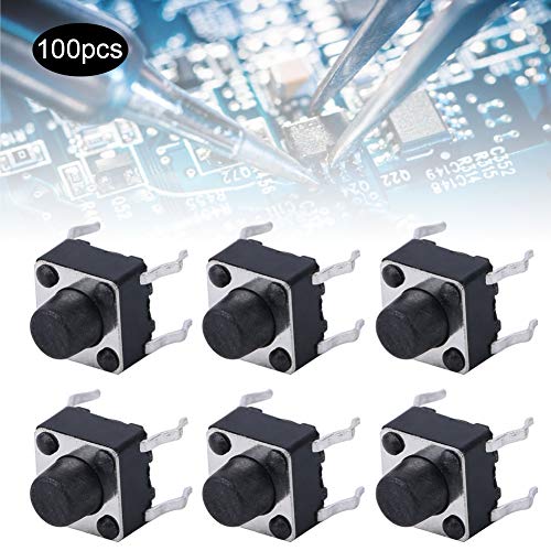 100 st. Momentary Tactile Push Knop, Drukknoppen Knoppen Elektronica Mini Micro Tact Switch Accessoire 6 x 6 x 6mm