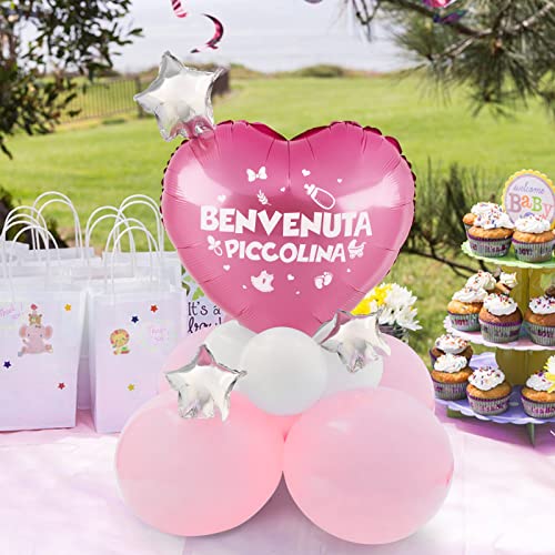 Benvenuto Piccolino Decoratieve tafel Ornamenten voor baby's Geboortejongens en meisjes (Roze) 4