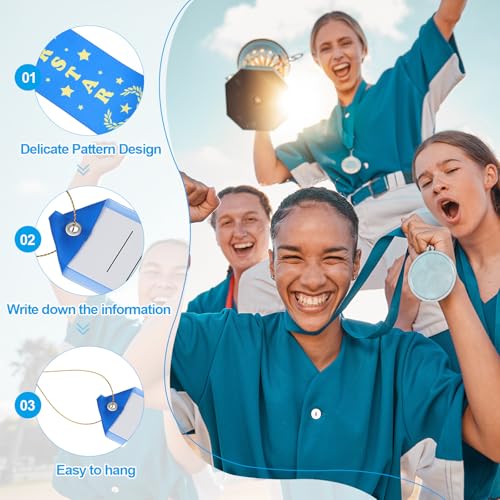 100st Award Ribbons, 20x5cm SUPER STAR Participatie Ribbon Voetbal Medaillons Bulk Winnaar Erkenning Linten voor Competitie Sport Evenementen Blauw 3