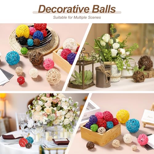 Wicker Rattan Ballen, 6 stuks Decoratieve Ballen voor Centerpiece Bowls Trouwfeest Home Decoratie DIY Craft, Paars 5
