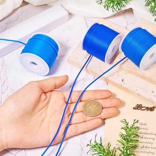 32,8 Yards 2mm Hollow Pipe Rubber Cords Blue Tubing Cords Barber sieraden koorden voor ketting Home Decoratie Brei armband Ornament Enkelbanden DIY Vrouwen Lanyard 5