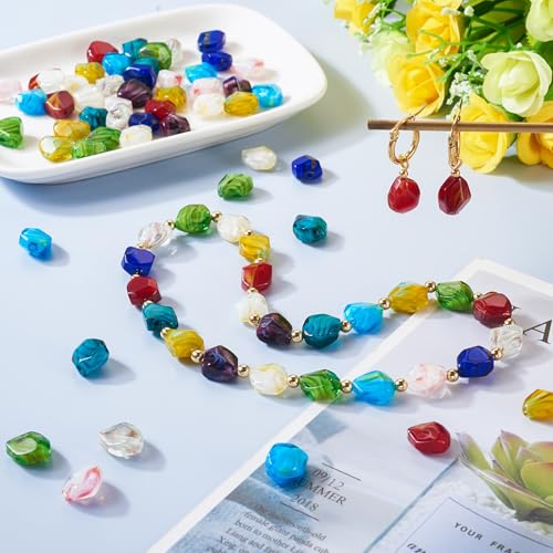 60 st Nuggets Lampwerk Glazen kralen, onregelmatige kristal Lampwerk kralen, Losse Spacer Charm kralen voor armband ketting sieraden maken