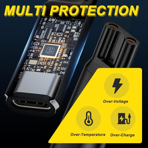 8V Type-C Shaver Charger Adapter Converter voor Philips 7000 5000 3000 Series OneBlade QP2530 Q2630 HQ850, USB-C Shaver Charger Converter met LED Light (2 Pack, Black) 3