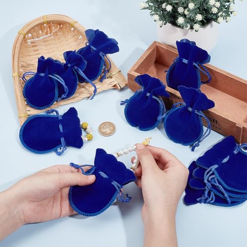 100st Velvet Tassen, 9.5×7.5cm Medium Blue sieraden tas voor Party Wedding Favor 3