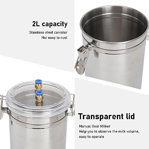 Geiten Melkmachine, handmatige melkmachine, Capaciteit 2 Liter, Rustbescherming, Makkelijk te bedienen, met transparante deksel, voor melk planten, Cadeau