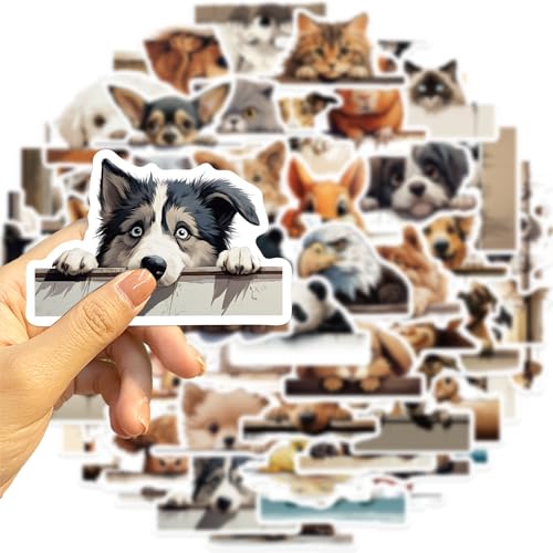 Dieren Katten Honden Sticker Set Stickers Kids Tieners 50 Stuks Dieren Waterdicht Vinyl Stickers Laptop Skateboard Koffer Helm Auto Fiets mobiele telefoon Motorrijwiel Bike Scrapbook Cadeaus 4
