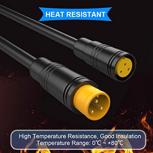 5 Paren Verlengkabel, E-Bike aansluiting, Julet, 3-Pin, waterdicht, 20 cm Jack en Plug, voor E-Bike licht, Erem met 20 stuks Heat Shrink Tubing 5