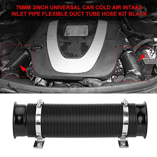 Flexibele Inlaat 3 Koude Luchtstroom Inlaat Pijp Filter Systeem Uitlaat Inlaat Aluminium slang Universele Verstelbare Tube Channel Kit voor Auto Auto Turbo Uitbreidbaar Tot 39,4 Inc